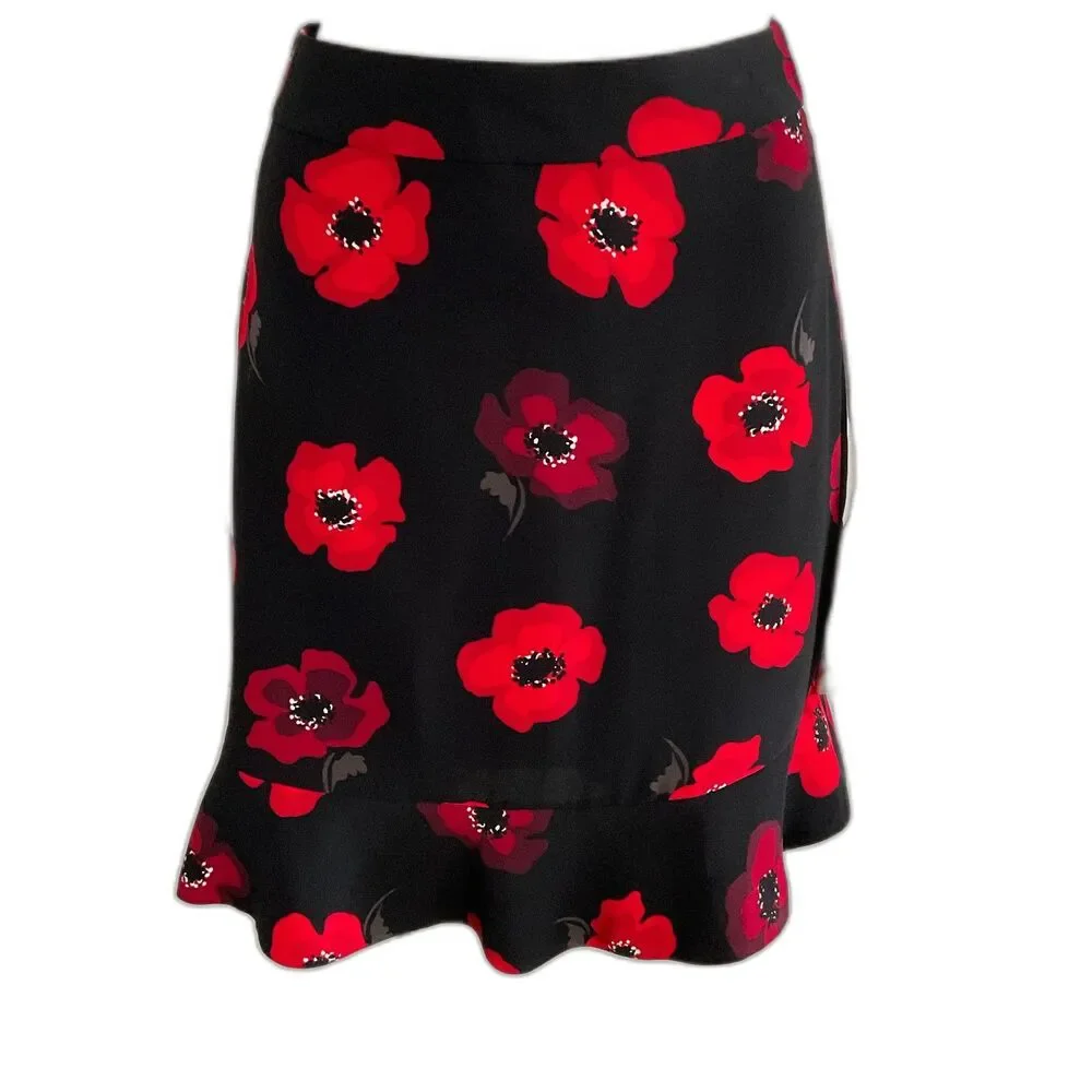 Kate Spade Poppy Ruffle Crepe Tiered Mini Skirt Black 0
